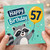 57th Birthday Card, Happy Birthday Raccoon Balloon Card