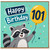101st Birthday Card, Raccoon Happy Birthday Card