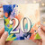 20th Birthday Card, Colourful Abstract Paint Splatter Design
