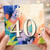 40th Birthday Card, Colourful Abstract Number 40 Card