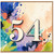 54th Birthday Card, Colourful Abstract Paint Splash Number 54 Card