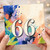 66th Birthday Card, Colourful Abstract Watercolour Number 66 Card