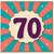 70th Birthday Card, Retro Sunburst Design