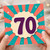 70th Birthday Card, Retro Sunburst Design