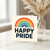 Happy Pride Rainbow Greeting Card - Bold Retro Rainbow Design - LGBTQ+ Celebration Card for Pride Month, Friends and Loved Ones