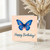 Blue Butterfly Birthday Card - Elegant Watercolour Illustration, Happy Birthday Text, Blank Inside with Envelope
