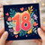 18th Birthday Card, Colourful Floral Number 18 Card