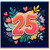 25th Birthday Card, Colourful Floral Heart Design