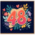 48th Birthday Card, Floral Hearts and Leaves Design
