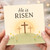 He Is Risen Easter Card, Christian Religious Greeting with Three Crosses and Sunrise, Daffodils Illustration, Inspirational Faith Card for Friends, Family and Church