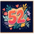 52nd Birthday Card, Colourful Floral Heart Design