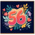 56th Birthday Card, Colourful Floral Heart Design