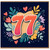 77th Birthday Card, Colourful Floral Heart Design