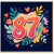 87th Birthday Card, Colourful Floral Number 87 Card