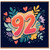 92nd Birthday Card, Colourful Hearts and Leaves Design