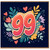 99th Birthday Card, Colourful Floral Hearts Design