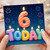 6th Birthday Card, Colourful Candle Number 6 Today Birthday Card