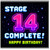 14th Birthday Card, Stage 14 Complete Happy Birthday Retro Pixel Art Card