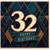 32nd Birthday Card, Art Deco Happy Birthday Card