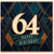 64th Birthday Card, Art Deco Happy Birthday Card