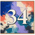 34th Birthday Card, Abstract Paint Splatter Number 34 Birthday Card