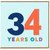 34th Birthday Card, 34 Years Old Colourful Numeral Design