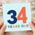 34th Birthday Card, 34 Years Old Colourful Numeral Design