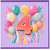 4th Birthday Card, Colourful Balloons Number 4 Card