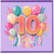 10th Birthday Card, Colourful Balloons and Number 10 Party Card