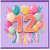 12th Birthday Card, Colourful Balloons and Streamers Design
