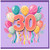30th Birthday Card, Colourful Balloon Design