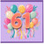 61st Birthday Card, Colourful Balloons and Confetti Design
