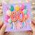 80th Birthday Card, Colourful Balloons and Ribbons Design