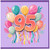 95th Birthday Card, Colourful Balloons and Confetti Design