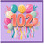 102nd Birthday Card, Colourful Balloons and Ribbons Card