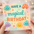 Have a Magical Birthday Card - Cute Mushroom Toadstool Illustration, Colourful Pastel Rainbow - Whimsical Kids Birthday Card for Girls, Boys, Friends & Family