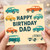 Dad Birthday Card - Retro Cars Design - Happy Birthday Dad - Classic Car Illustration Greeting Card for Father