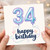 34th Birthday Card, Happy Birthday Balloon Design