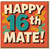 Happy 16th Mate Birthday Card - Bold Colourful Retro Design - Fun 16th Birthday Card for Friend