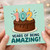 102nd Birthday Card, Years of Being Amazing Cake Design Card