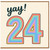 24th Birthday Card, Yay! Rainbow Number 24 Card