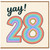 28th Birthday Card, Yay Rainbow Number Card