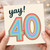 40th Birthday Card, Yay! Rainbow Number 40 Card