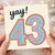 43rd Birthday Card, Yay! Rainbow Number 43 Card