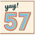57th Birthday Card, Yay! Retro Rainbow Number 57 Card