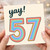 57th Birthday Card, Yay! Retro Rainbow Number 57 Card