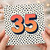 35th Birthday Card, Bold Number 35 Polka Dot Design