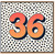 36th Birthday Card, Bold Retro Polka Dot Number 36 Card
