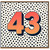 43rd Birthday Card, Bold 43 Polka Dot Design