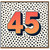 45th Birthday Card, Bold 45 Polka Dot Design